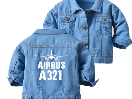 Airbus A321 & Plane Designed Children Denim Jackets Cheap