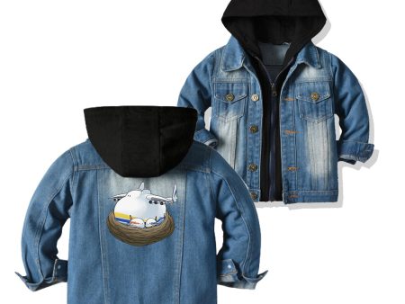 Antonov 225 Nesting Designed Children Hooded Denim Jackets Hot on Sale