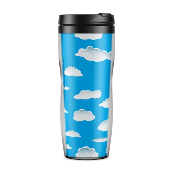 Amazing Clouds Designed Plastic Travel Mugs Online Hot Sale